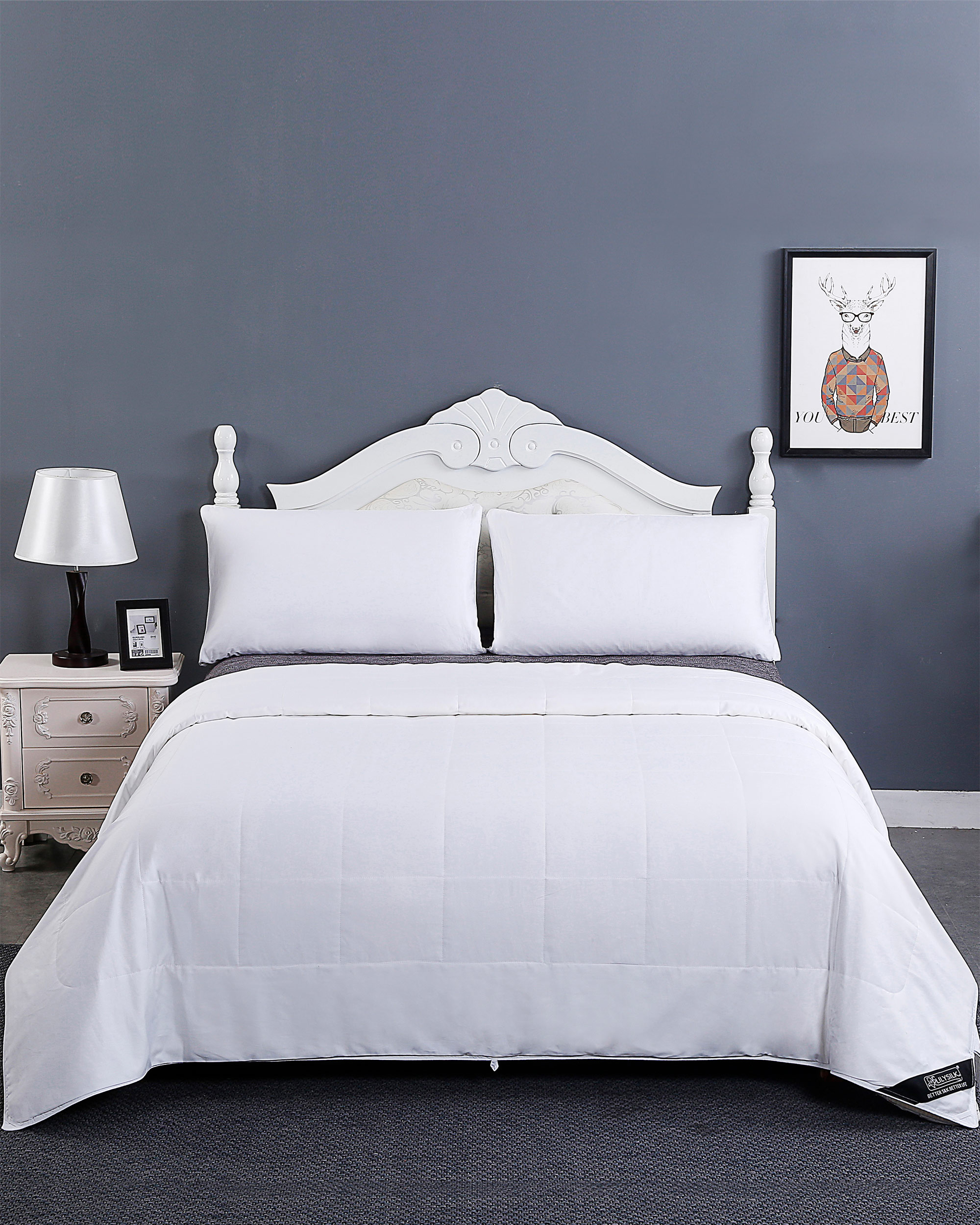 100/% Silk Filled Quilt With Cotton Shell Duvet Washable Summer Quilt 78/'/'x90/'/'